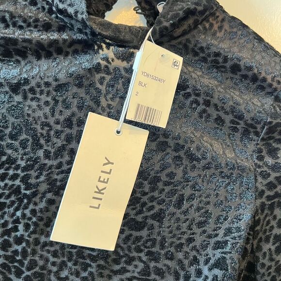 NWT LIKELY Leopard Burnout Wylie Mini Dress in Black 2 - Picture 5 of 8
